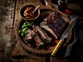 Savory Smoky Brisket. AI generative. Royalty Free Stock Photo