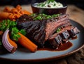 Savory Smoky Brisket. AI generative. Royalty Free Stock Photo