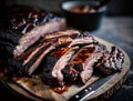 Savory Smoky Brisket. AI generative. Royalty Free Stock Photo