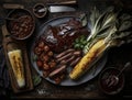 Savory Smoky Brisket. AI generative. Royalty Free Stock Photo