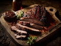 Savory Smoky Brisket. AI generative. Royalty Free Stock Photo