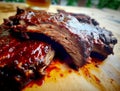 Savory Smoky Brisket. AI generative. Royalty Free Stock Photo