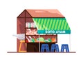 savory soto ayam trade traditional indonesia food stall vendor in street outdoor marketplace commercial
