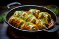 Savory Stuffed cabbage rolls. Generate Ai