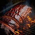 Savory Texas Style BBQ Ribs on Grill Illustration