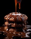 Decadent Delight: A Moment of Pure Chocolate Indulgence Pouring onto a Cookie