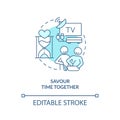 Savour time together turquoise concept icon