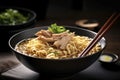 A savoury and satisfying bowl of ramen featuring perfectly cooked noodles and tender slices of pork. (Generative AI)
