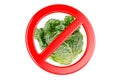 Savoy cabbage with forbidden sign, 3D rendering