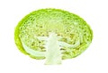 Savoy cabbage head, cut in half, middle, winter green vegetable, isolated on white background with clipping path Royalty Free Stock Photo