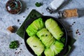 Savoy cabbage rolls with meat and rice. Vegan cabbage rolls