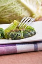 Savoy cabbage rolls on white dish. Royalty Free Stock Photo