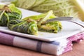 Savoy cabbage rolls on white dish. Royalty Free Stock Photo