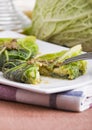 Savoy cabbage rolls on white dish. Royalty Free Stock Photo