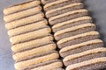 Savoyardy Cookies for Tiramisu Gray Background Above Horizontal Royalty Free Stock Photo