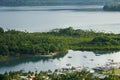 Savusavu marina and Nawi islet, Vanua Levu island, Fiji Royalty Free Stock Photo