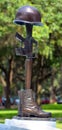 Vietnam War Memorial, a bronze helmet, rifle, and pair of combat boots Royalty Free Stock Photo