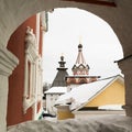 Savvino-Storozhevsky monastery in Zvenigorod in winter day. Moscow region. Royalty Free Stock Photo