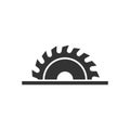Saw blade icon in flat style. Circular machine vector illustration on white isolated background. Rotary disc business concept