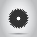 Saw blade icon in flat style. Circular machine vector illustration on white isolated background. Rotary disc business concept Royalty Free Stock Photo