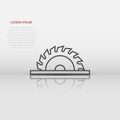 Saw blade icon in flat style. Circular machine vector illustration on white isolated background. Rotary disc business concept Royalty Free Stock Photo