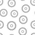 Saw blade icon in flat style. Circular machine vector illustration on white isolated background. Rotary disc seamless pattern Royalty Free Stock Photo