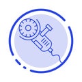 Saw, Circular Saw, Power, Tool, Blade Blue Dotted Line Line Icon