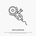 Saw, Circular Saw, Power, Tool, Blade Line Icon Vector