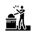saw cuts man dangerous accident glyph icon vector illustration