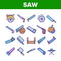 Saw Cutting Equipment Collection Icons Set Vector Royalty Free Stock Photo