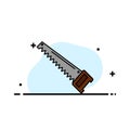 Saw, Hand, Bade, Construction, Tools  Business Flat Line Filled Icon Vector Banner Template Royalty Free Stock Photo