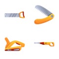 Saw icons set cartoon vector. Various type of saw