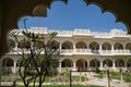 Sawai Madhopur, India - March 7, 2020: View of the courtyard plaza at the Anuraga Palace, Luxury Resort and Spa