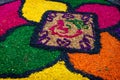 Sawdust alfombra for Semana Santa, Antigua, Guatemala