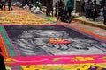 Sawdust colored carpets preparation religious summer celebration Tegucigalpa Honduras 2019 19