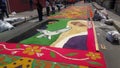 Sawdust colored carpets preparation religious summer celebration Tegucigalpa Honduras 2019 6