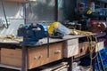 Sawdust covered workbench