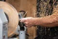 Sawdust shavings of wood turnery Royalty Free Stock Photo