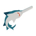 Sawfish isolated. marine predator saw fish. vector illustration Royalty Free Stock Photo