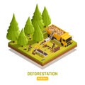 Sawmill Isometric Composition Royalty Free Stock Photo