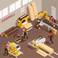 Sawmill Isometric Illustration