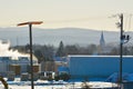 Sawmill near the village in the cold canadian winter