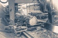Sawmill. Process of machining logs in sawmill machine saws the t