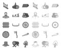 Sawmill and Timber mono,outline icons in set collection for design. Hardware and Tools vector symbol stock web