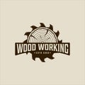 sawmill and wooden logo vector vintage illustration template icon graphic design. carpentry tool and carpenter sign or symbol for