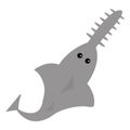 Sawshark icon. Saw fish shark. Cute cartoon funny character. Baby kids education. Ocean Sea life. Flat design. Isolated. White bac Royalty Free Stock Photo