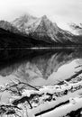 Sawtooth Mountain Lake Deep Winter Landscape Idaho National Recreation Area Royalty Free Stock Photo