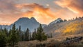 Sawtooth mountains of Idaho in the fall in the evening light Royalty Free Stock Photo