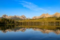 Sawtooth Mountains reflected in Redfish Lake, Idaho Royalty Free Stock Photo