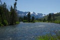 Sawtooth Mountains and the Salmon River near Stanley, Idaho 1800 Royalty Free Stock Photo
